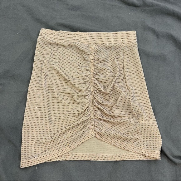 ASOS Mini Skirt Gold Skin toned glitter mini skirt size 6 - Picture 2 of 7